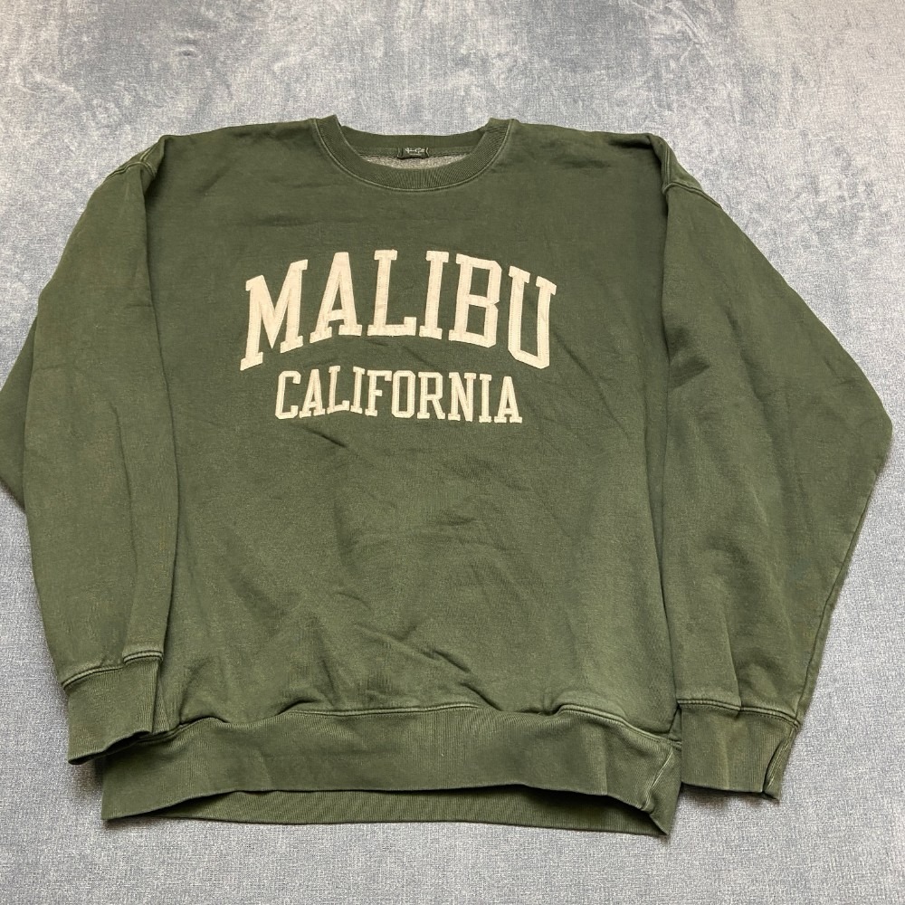 John Galt Malibu California Sweatshirt Womens Small Green Fleece Lined Pullover